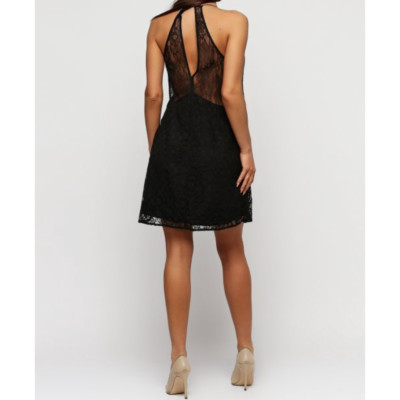 zara black lace mini dress ZARA BLACK MINI DRESS WITH LACE AND FRILL SS17 SIZE XS NEW TAGS