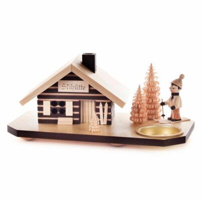 Ski Hut Log Cabin German Candleholder Smoker