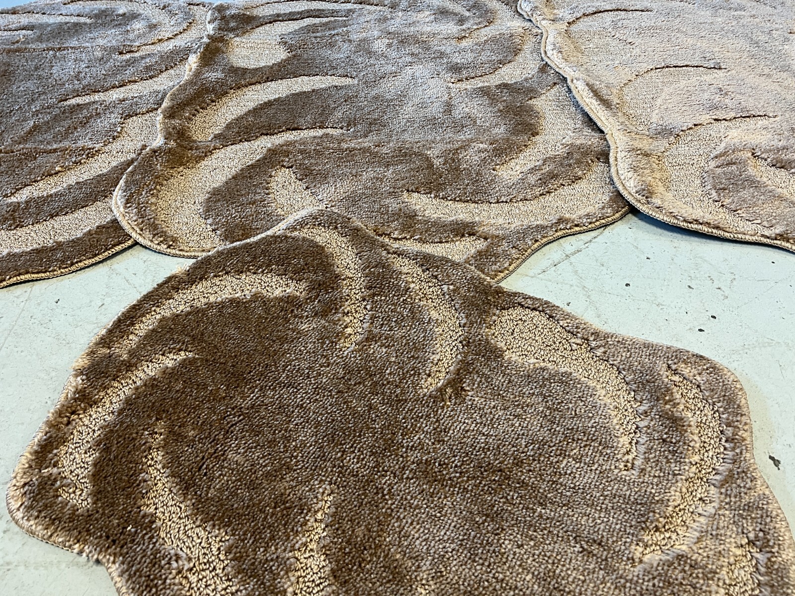 X ROMANY WASHABLE GYPSY MATS THICK 4PC SET NON SLIP BEIGE/BROWN RUGS