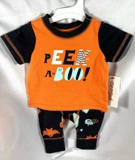 NWT HALLOWEEN CAT JACK BABY PEEK A BOO 0-3M MONTHS SHIRT PANTS OUTFIT