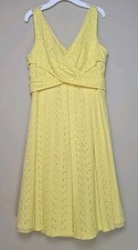 NINE WEST Dress Yellow Eyelet Surplice Bodice Fully Lined Size 6