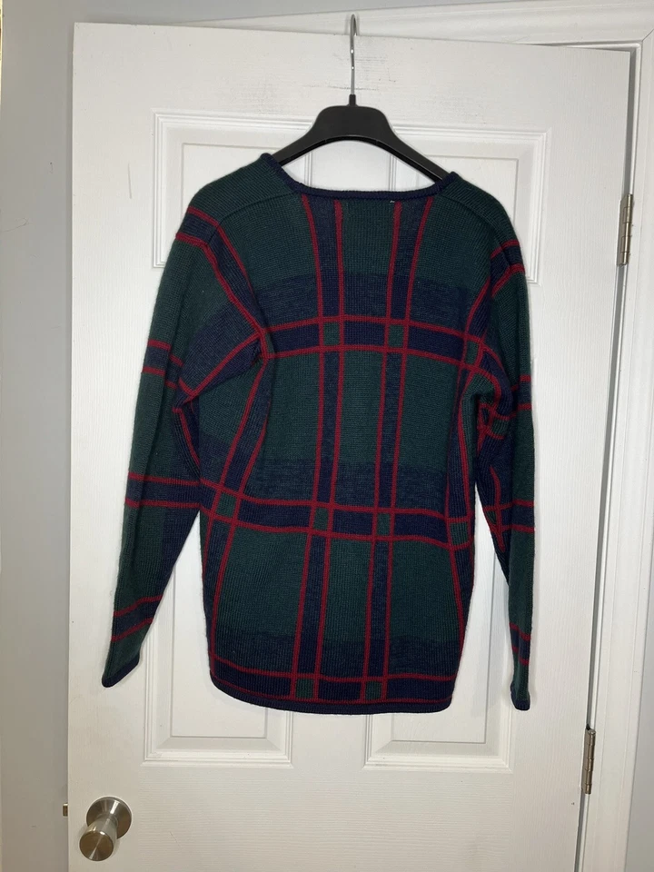 Pendleton Cárdigan Vintage Lana Cuadros con Intarsia Paisley - Grande Foto 2 de 3