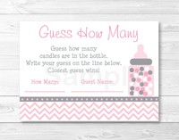 Modern Pink Chevron Printable Baby Shower guess How Many? Game Cards Modern Pink Chevron Printable Baby Shower guess How Many? Game Cards