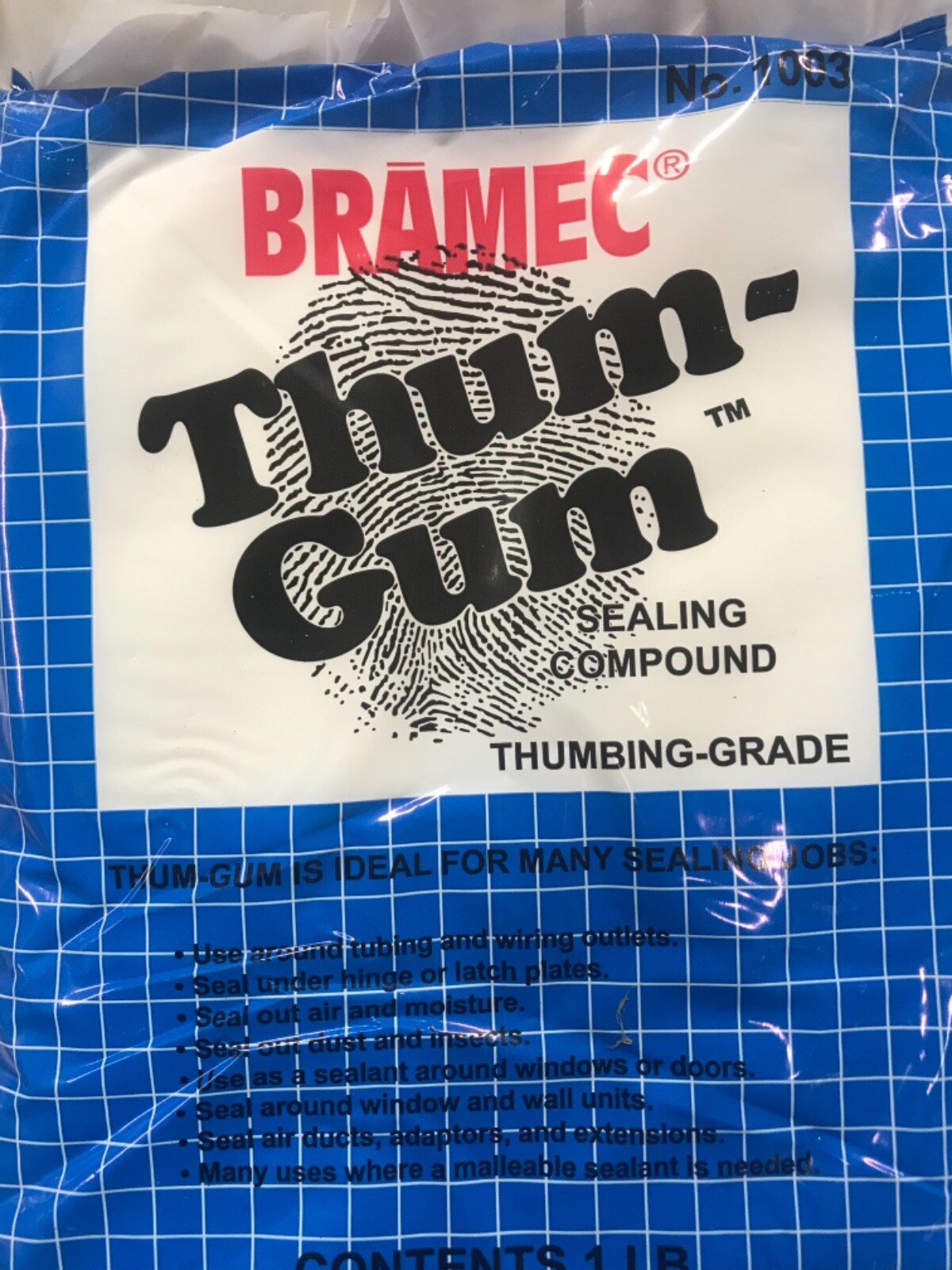 2 PACK BRAMEC THUMBGUM SEALING COMPOUND 1LB PACKAGE 1003 (2x 1LB