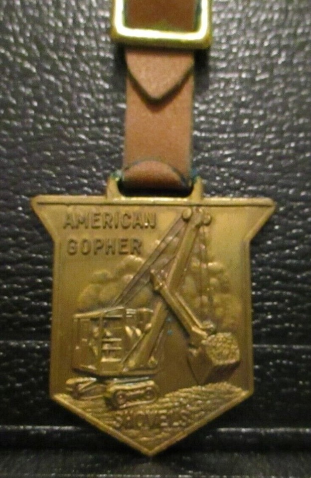 AMERICAN GOPHER Shovel Crane Excavator Pocket Watch Fob Construction ...