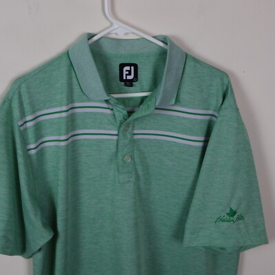 Footjoy Polo Shirt Mens Large Green Striped Performance Golf Hidden Hills