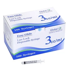 Global Medical Products - 3cc Luer Lock Syringe - QTY 100