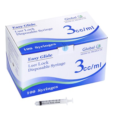 Global Medical Products - 3cc Luer Lock Syringe - QTY 100