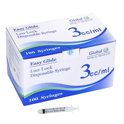 GLOBAL MEDICAL PRODDUCTS Global Medical Products - 3cc Luer Lock Syringe - QTY 100