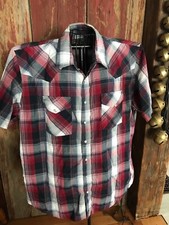 high noon western pearl snap short sleeve shirt 2XL blue/red plaid............a5