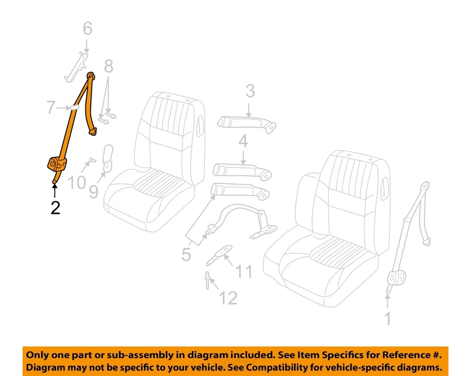 Used Front Right Seat Belt Front fits: 2003 Chevrolet Impala bucket and bench pa - Изображение 3 из 4