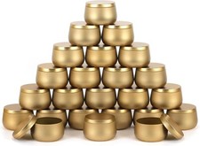 24 Pack 4 OZ Matte Gold Candle Jars with Bamboo Lids for Making Candles, Thick