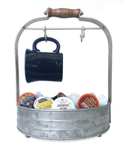 Autumn Alley Galvanized Coffee Mug Rack with Coffee Pod Storage | Built-in 