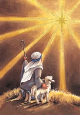 Shepherd Sees Star Religious Designer Greetings Christmas Card