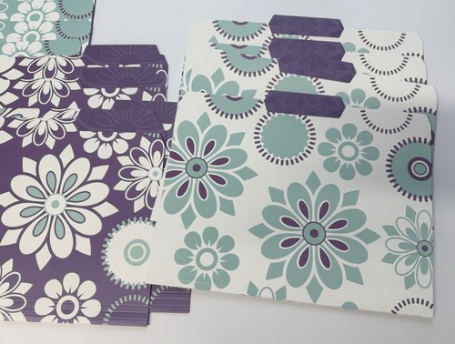 Pack of 16 Floral File Folders - 3 patterns Purple, Teal Flowers 1/3 Cut NEW - Picture 4 of 5