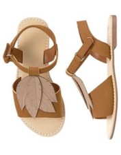 GYMBOREE BROWN LEAF SUMMER SANDALS SHOES Sz 12 1 NWT 33