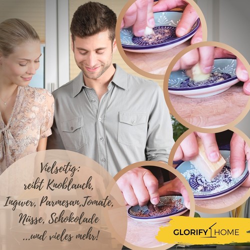 GLORIFY HOME Keramikreibe Knoblauchreibe Ingwerreibe Reibeteller Doppel Teruel - Bild 6 von 8