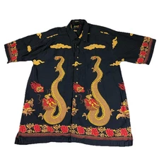 Vintage Bay Creek Dragon Hawaii Tropical Wear Shirt Mens XL 100% Cotton Retro