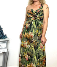 Ted Baker Maxi One Shoulder dress UK 10 Green Bridesmaids dress 557