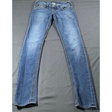 True Religion Women Low Rise Skinny Jean Medium Wash Blue Sz 25 Made in USA Sz 0