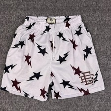 Eric Emanuel Shorts Mens Medium White Star Lightning Mesh Basketball Athletic