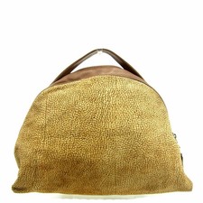 Borsa a mano BORBONESE vintage in camoscio e pelle stampa quaglia beige/marro...