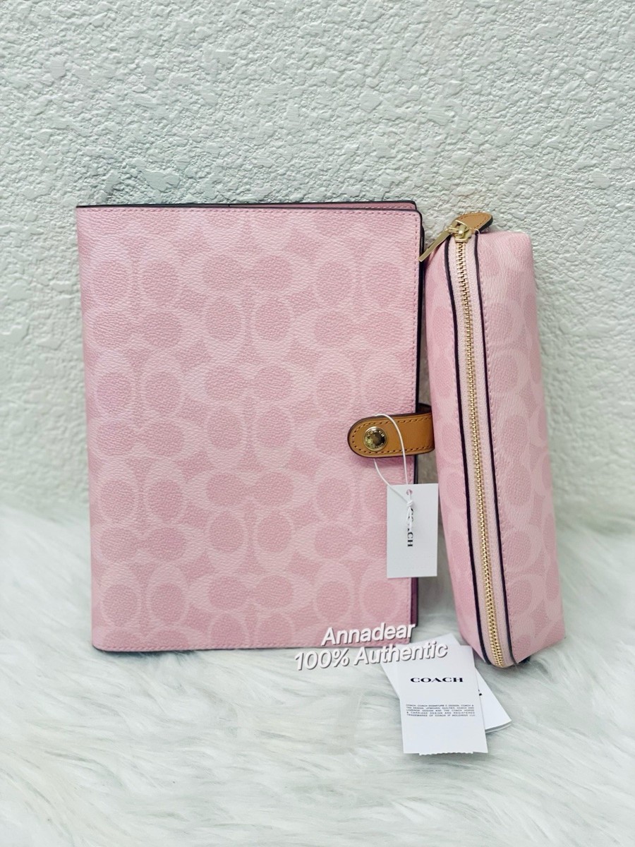 Coach Notebook & Pencil Case In Signature Canvas In Powder Pink