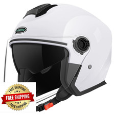 Motorcycle Open Face Helmet Adult 3/4 Half w/ Dual Visor DOT/ECE Approved