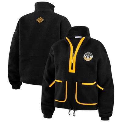Women s Pittsburgh Steelers Wear By Erin Andrew s Black Polar Fleece Half-Zip