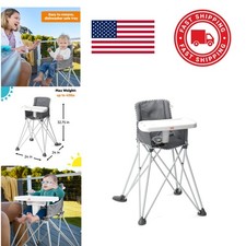 Toddler High Chair Grey Indoor Outdoor Use Easy Fold and Carry Storage Pocket