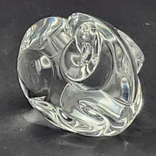 Steuben Crystal Signed Ram Figurine Hand Cooler Paperweight 