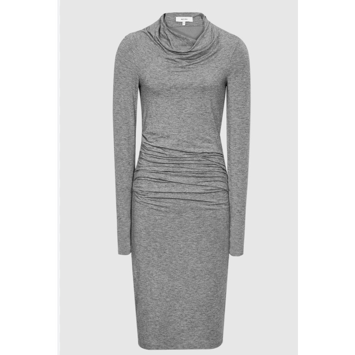REISS  Sara Ruched Wool-Jersey Bodycon Dress In Gray image 2