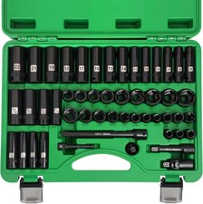 38 Drive Impact Socket Set 50pc Sae 516-34 Metric 8-22mm 6-point Cr-v