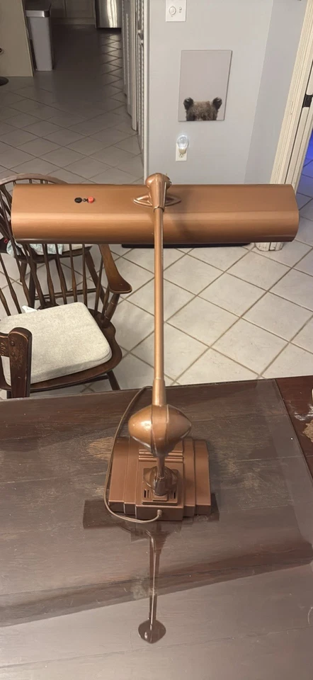 Flexo de bronce Midcentury doble luz pintura original y cable funcionando Foto 4 de 4