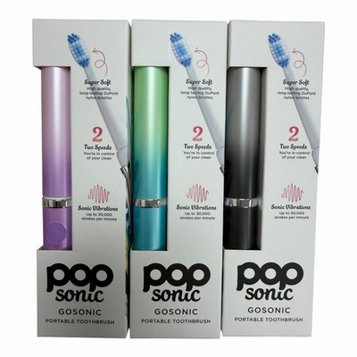 POP SONIC Go Sonic Toothbrush Super Soft 2 Speeds 3 Pk Ombre Multi Colors