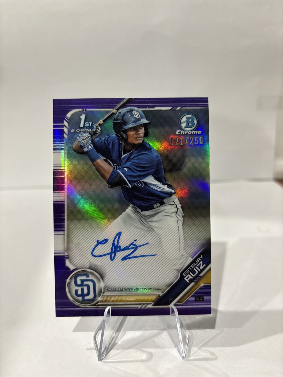 2019 bowman chrome 1st Bowman esteury ruiz auto Purple Refractor /250 #CPAER