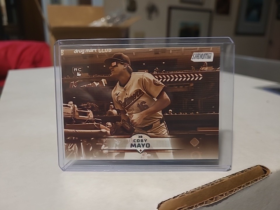 Coby Mayo 2025 Stadium Club Sepia Parallel #62 RC Orioles Baseball Card