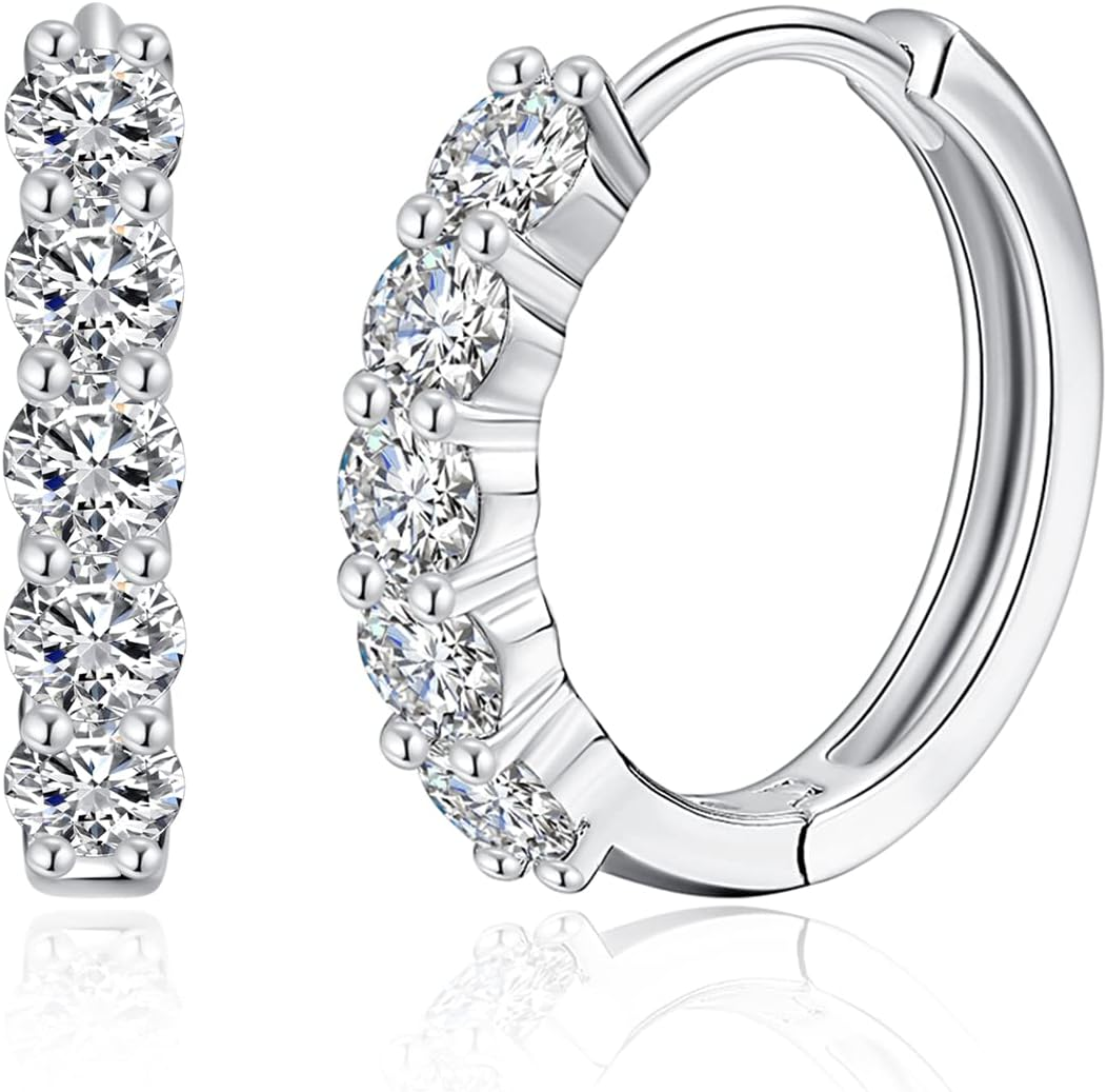 Huggie Ear Cuffs with Moissanite Studs in Hypoallergenic Sterling Silver