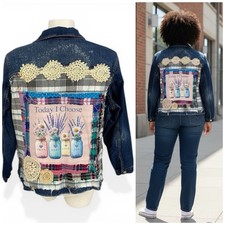 Christian Jean Jacket Womens 3X Jesus Church Camp Religious Grunge Art Coat Hope