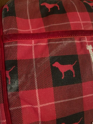 VICTORIA’S SECRET VS PINK VINTAGE LAPTOP CASE BAG RED PLAID Dog W Detach Strap - Picture 4 of 19