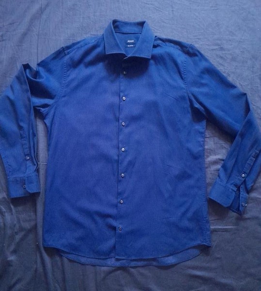 Men JOOP! Shirt Navy Cotton 42 / XL / 50 #9Q5Y