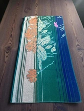 Vtg Terry Treasure Towel Retro 80s Lilly Pads Floral Beachy Bath Vacation Summer