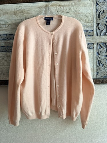 Vintage 2000s Lands' End Women's Pink Cardigan Buttons 100% Cashmere
