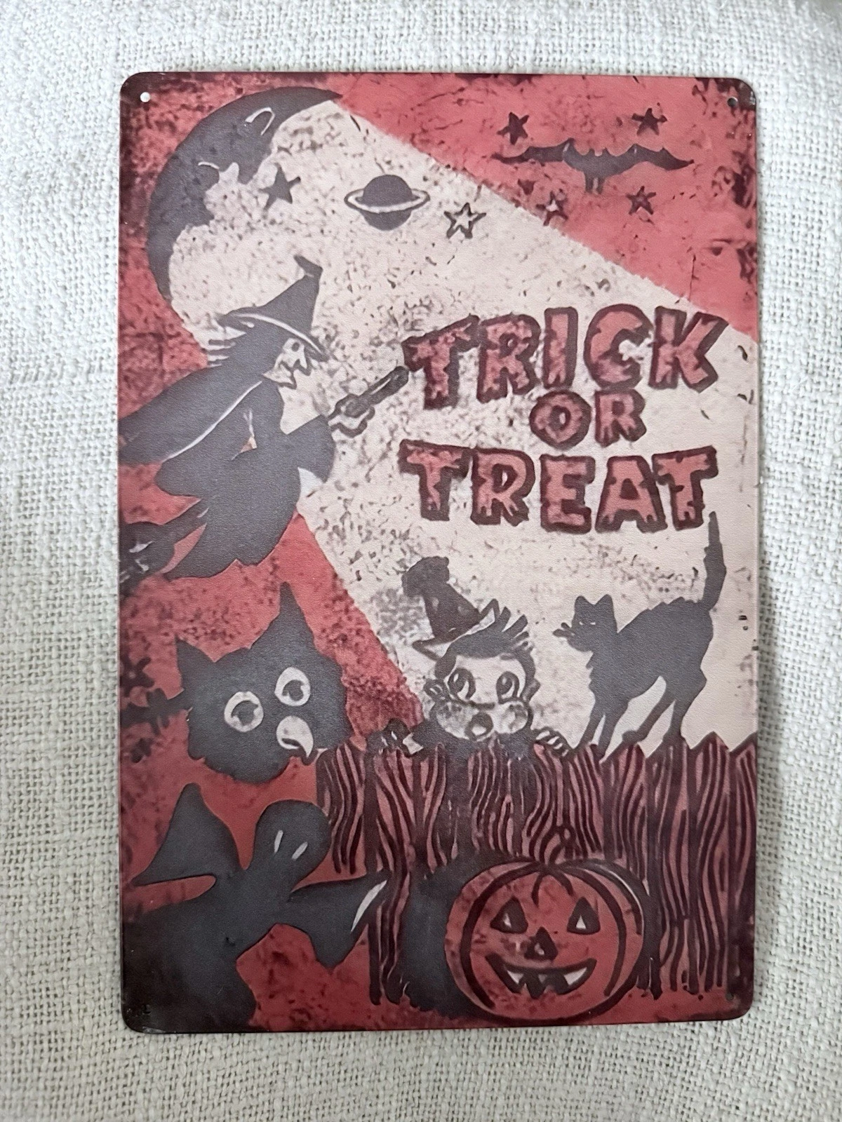 Halloween Metal  Sign Vintage Reproduction 12 X 8 Trick Or Treat