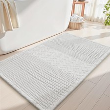 Waffle Bath-Mat, Super Absorbent Bath Mats for Bathroom, Boho Bathroom Rugs N...
