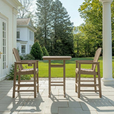 3-Piece HDPE Bar-Height Patio Bistro Set, Squ...
