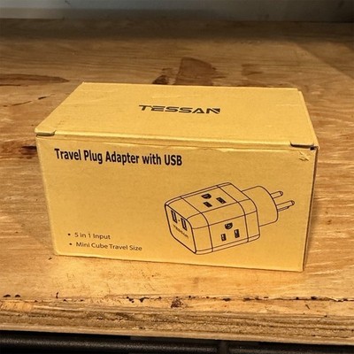 Tessan Travel Plug Adapter with USB, 3-in-1 Input, Compact Size