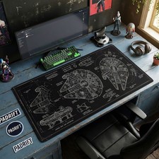 Millennium Falcon Blueprint XL Gaming Mouse Pad, Star Wars Desk Mat