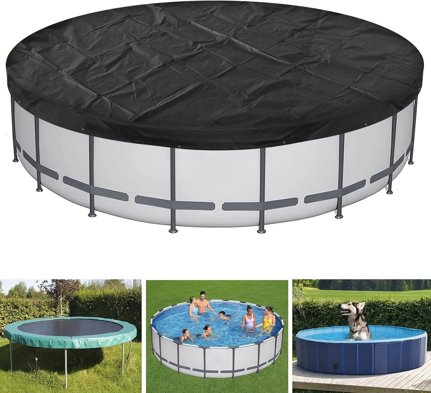 Pool Cover 24 FT Round, Solar Pool Cover for Above Ground Po
