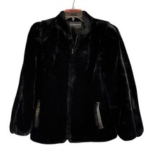 Vintage Outerlayers Faux Fur and Leather Coat Made in USA Black Medium